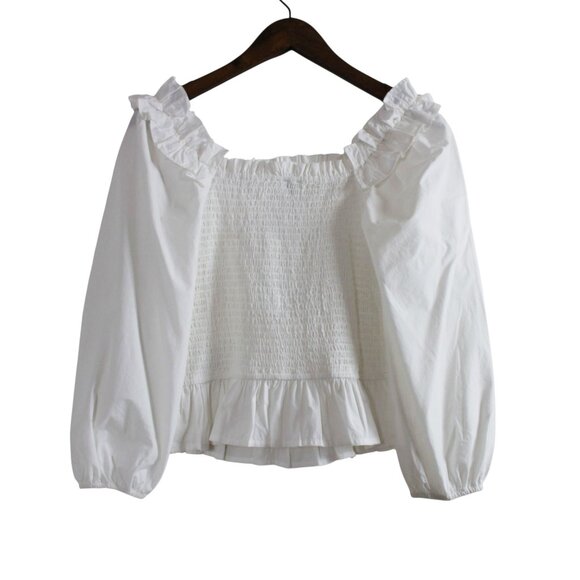 The Drop Marisol On/Off-Shoulder Cotton Smock Blouse - Picture 3 of 16